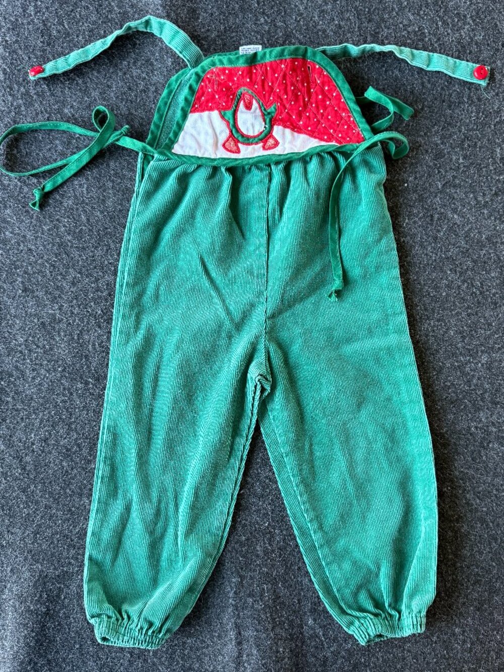 Vintage Ruth Scharf Christmas Corduroy Overalls 24M